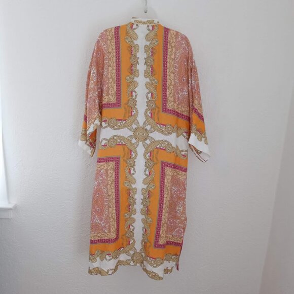 Magaschoni | Kimono Paisley Scarf Print 100% Linen NWT Size Medium - Picture 5 of 11
